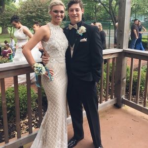 Beautiful cream mermaid prom dress